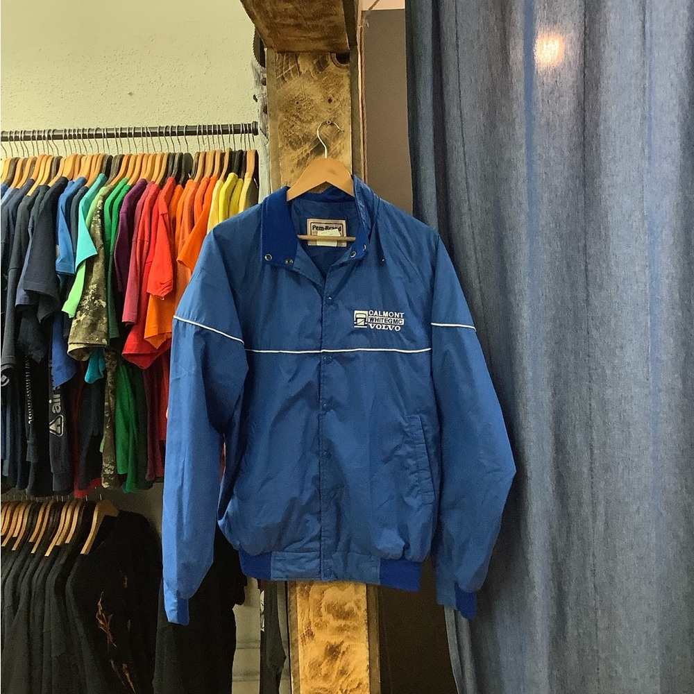 Vintage Calmont WhiteGMC Volvo Blue Windbreaker Jacket